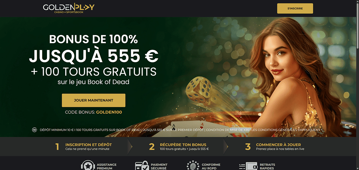 Screenshot of the GoldenPlay website